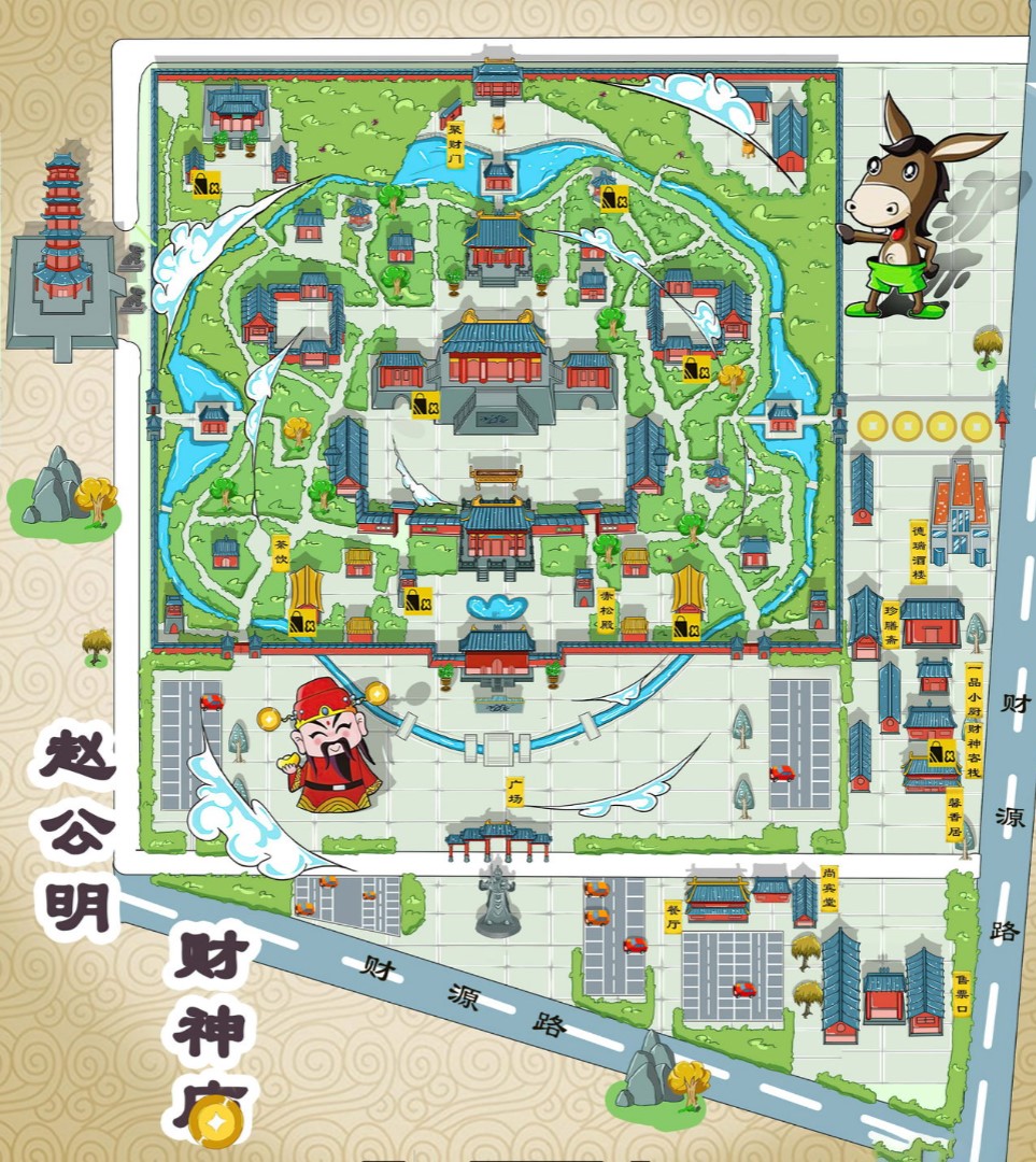顺河回族寺庙类手绘地图